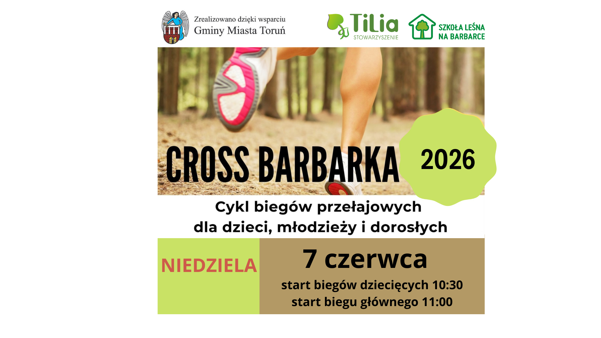 Zapraszamy na biegowe zakończenie długo weekendu- 7 czerwca  Cross Barbarka 2026